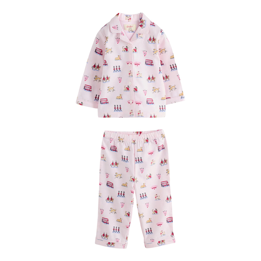 Pink - Front - Cath Kidston Girls Button-Down Pyjama Set