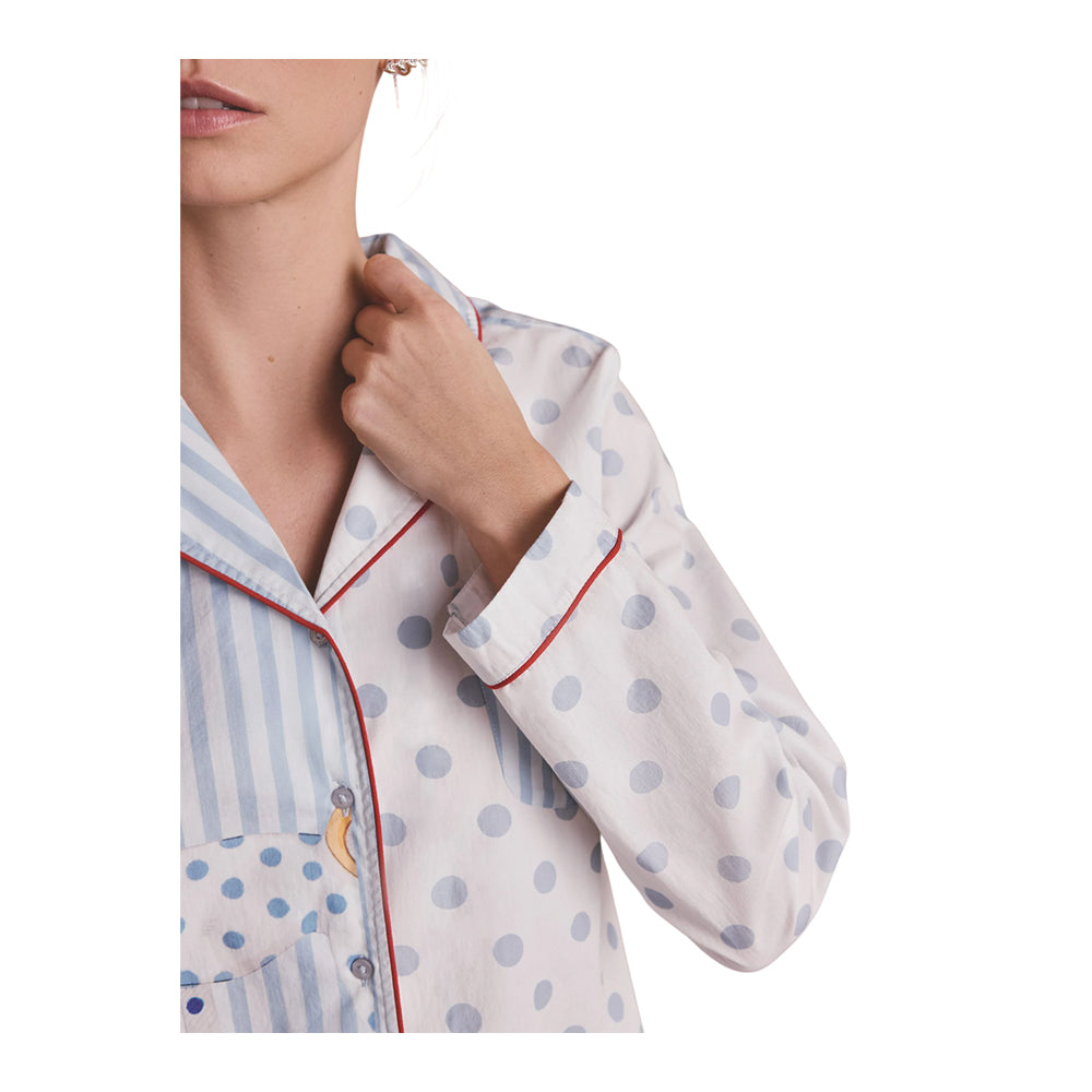 Blue - Lifestyle - Cath Kidston Womens-Ladies Stanley Stripe Woven Button Through Pyjama Set