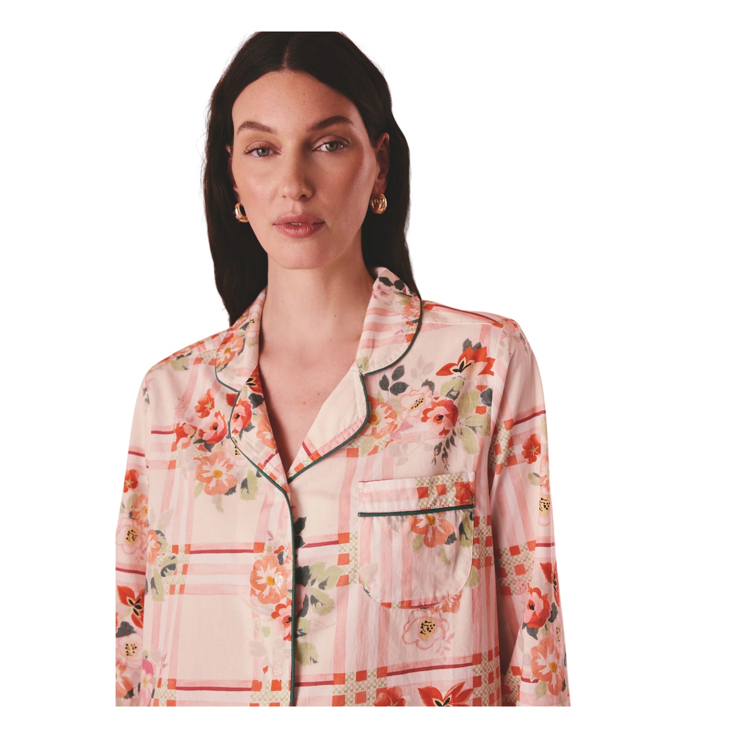 Pink - Side - Cath Kidston Womens-Ladies Checked Woven Pyjama Set