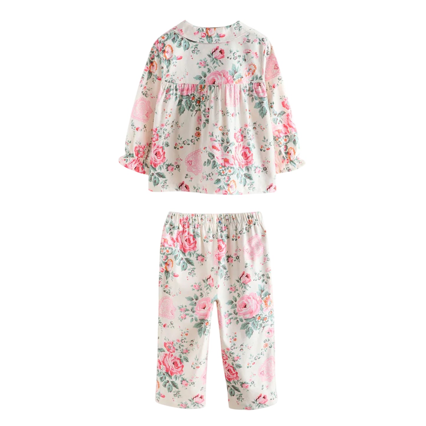 Ecru-White - Back - Cath Kidston Girls Roses Button Through Pyjama Set