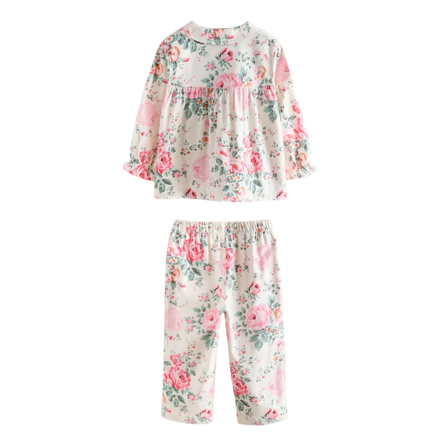 Ecru-White - Back - Cath Kidston Girls Roses Button Through Pyjama Set