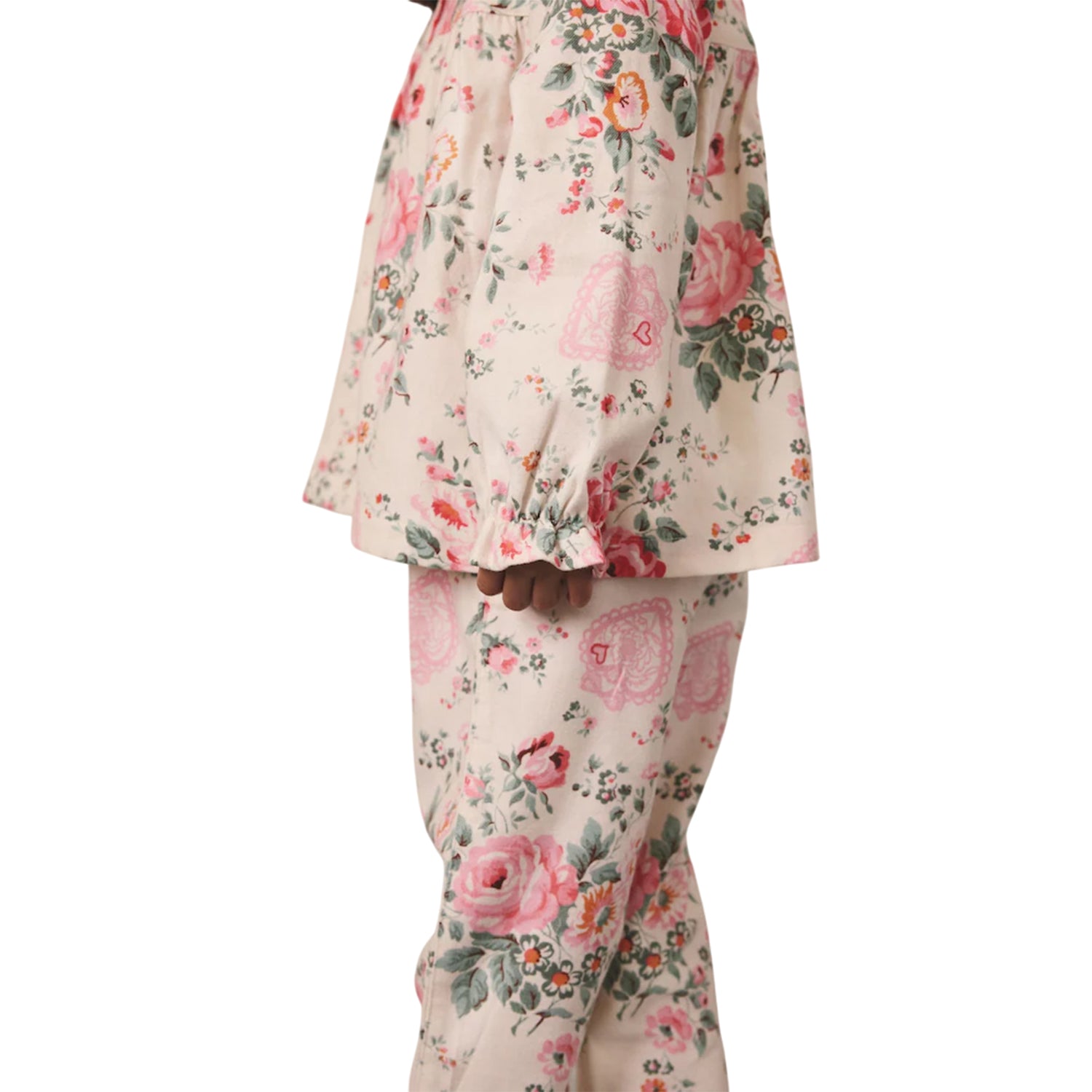 Ecru-White - Side - Cath Kidston Girls Roses Button Through Pyjama Set