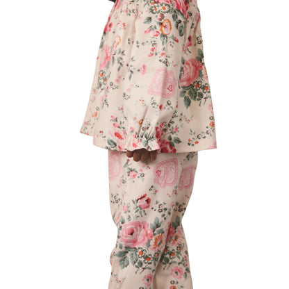 Ecru-White - Side - Cath Kidston Girls Roses Button Through Pyjama Set