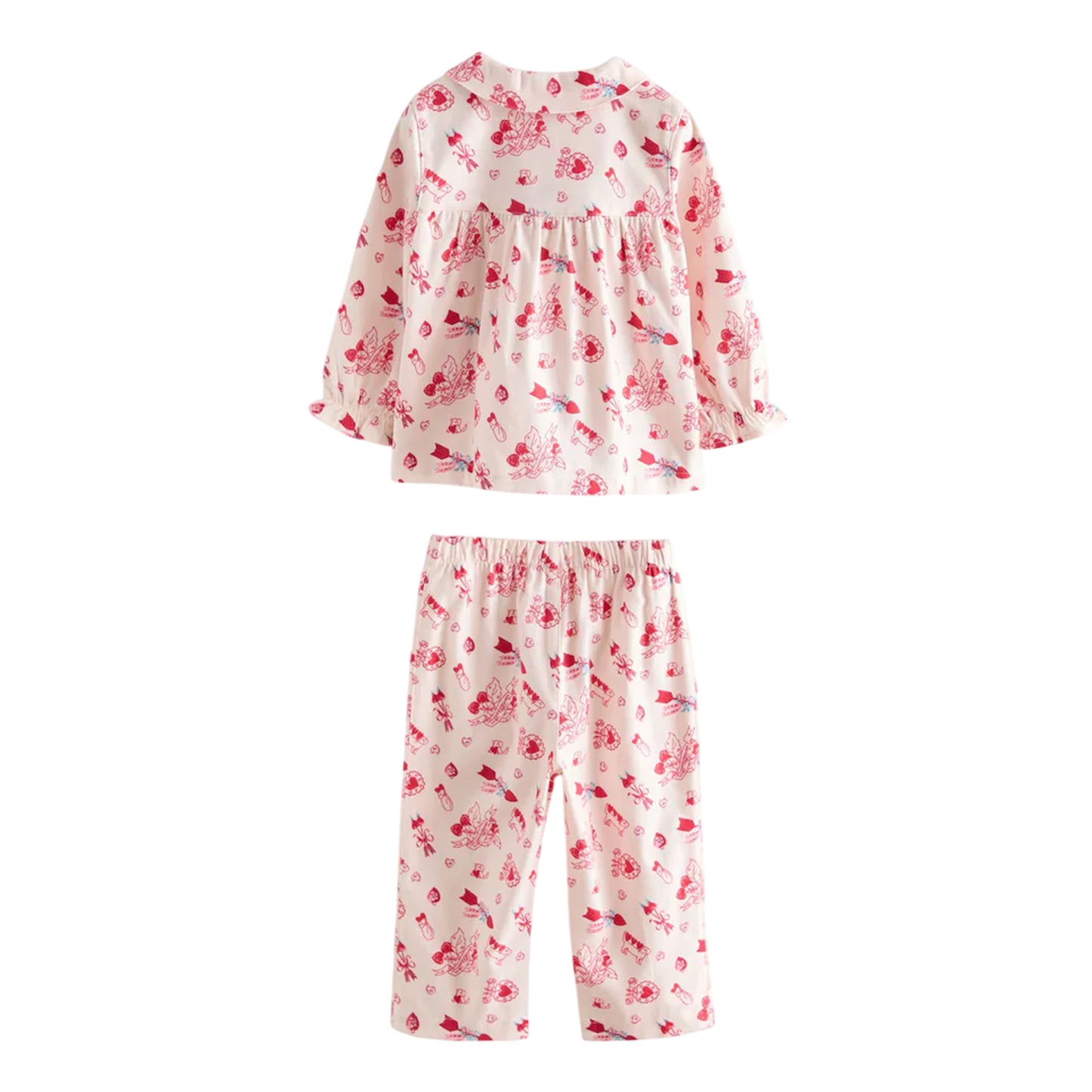 White - Back - Cath Kidston Girls Heart Woven Button Through Pyjama Set