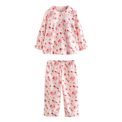 White - Front - Cath Kidston Girls Heart Woven Button Through Pyjama Set