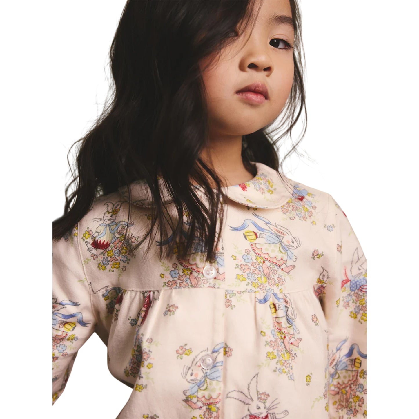 White - Side - Cath Kidston Baby Girls Woven Button Through Pyjama Set