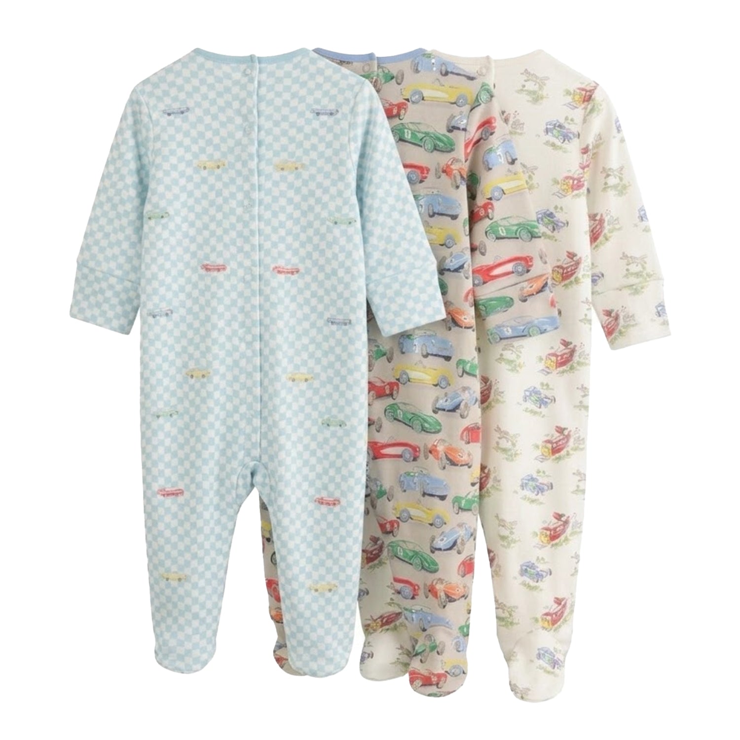 Blue-Green - Back - Cath Kidston Baby Retro Cars Babygrow (Pack of 3)