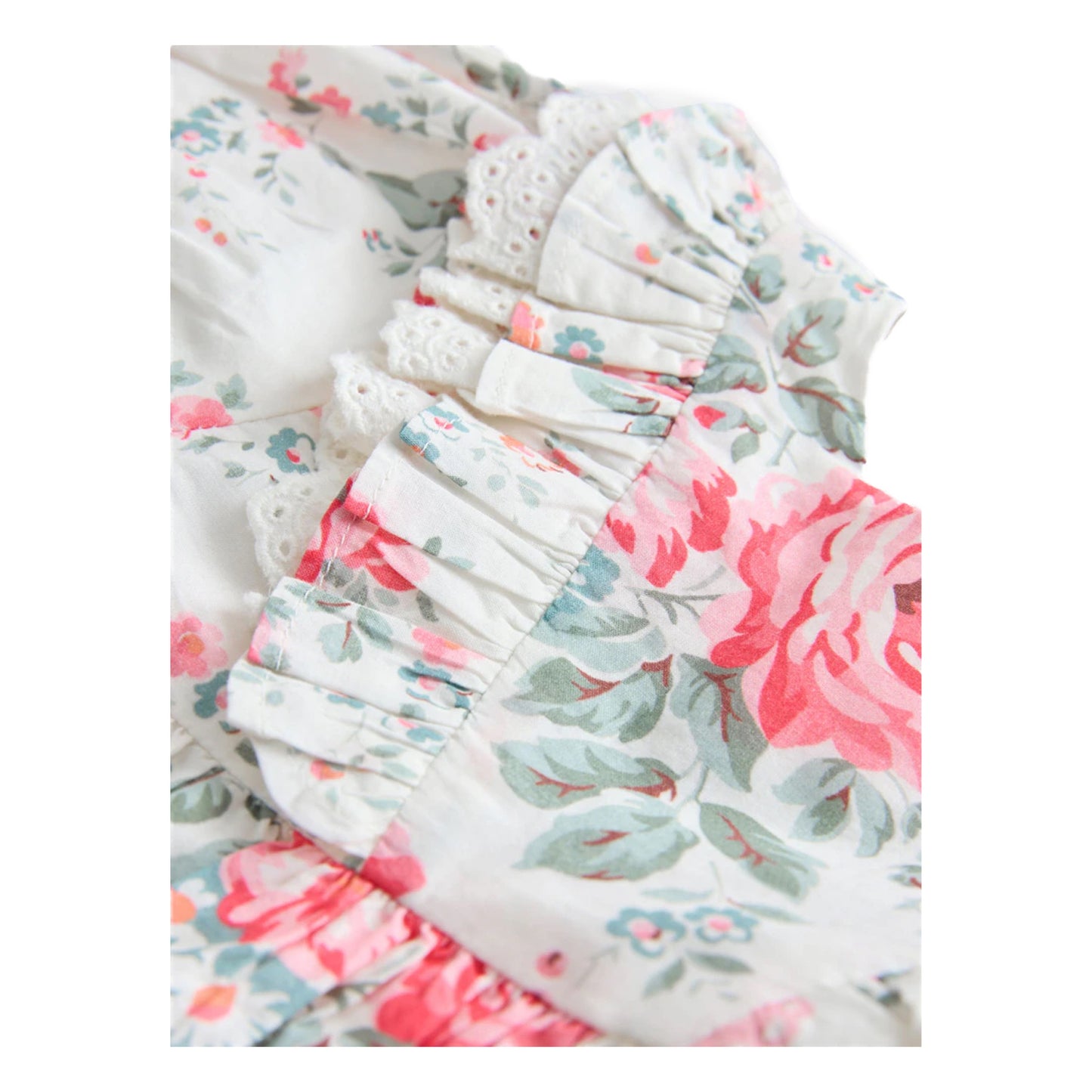 Pink - Side - Cath Kidston Girls Roses Frill Short-Sleeved Dress