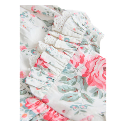 Pink - Side - Cath Kidston Girls Roses Frill Short-Sleeved Dress