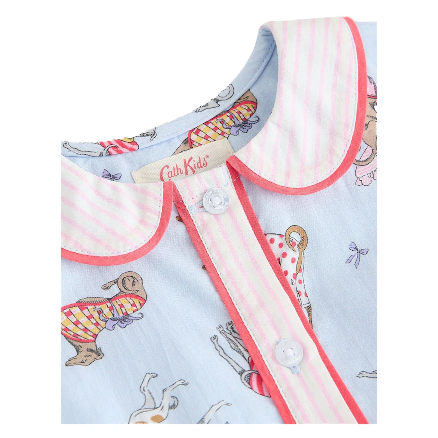 Blue - Side - Cath Kidston Girls Dog Print Cotton Collared Dress