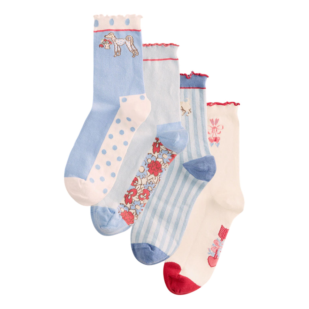 Blue - Front - Cath Kidston Womens-Ladies Stanley Socks (Pack of 4)