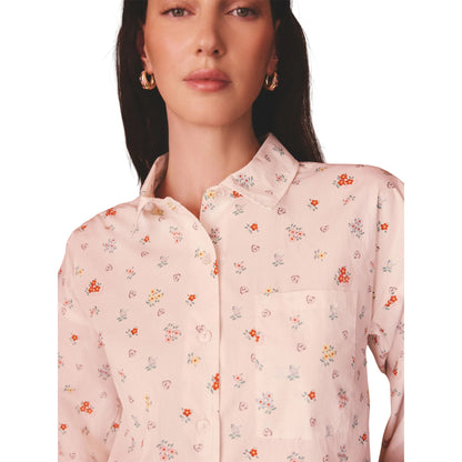 Cream-Red - Lifestyle - Cath Kidston Womens-Ladies Ditsy Floral Cotton Cropped Shirt