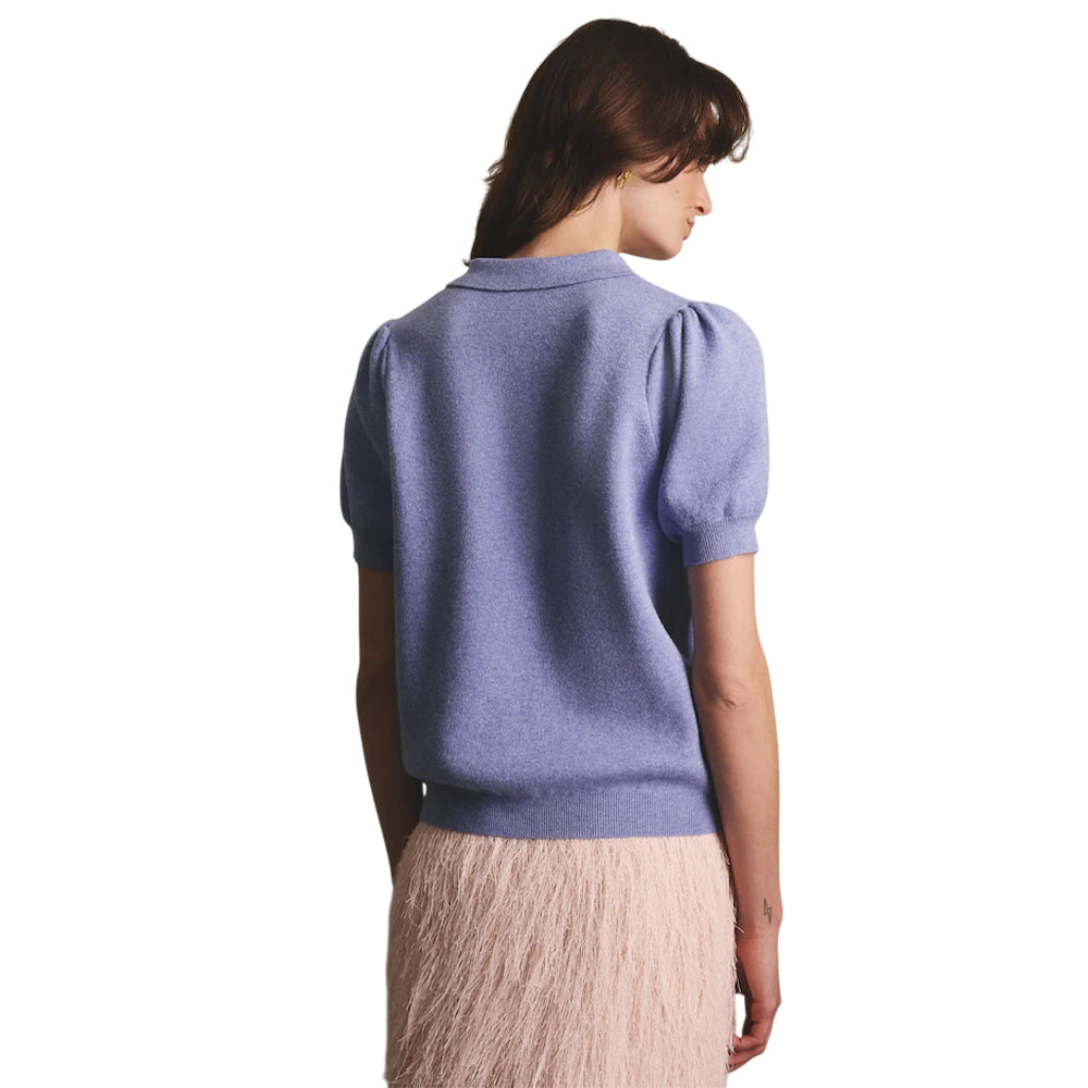 Blue - Back - Cath Kidston Womens-Ladies Heart Knitted Pocket Polo Shirt