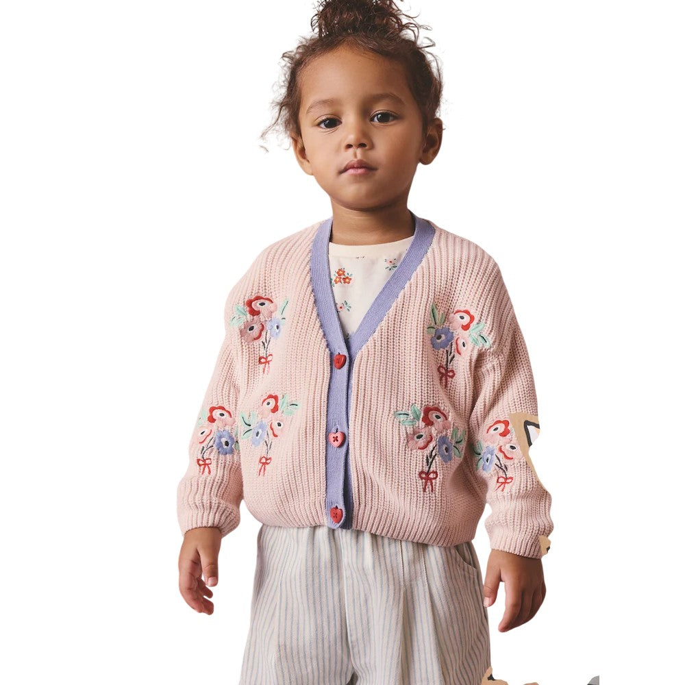 Cream - Pack Shot - Cath Kidston Childrens-Kids Floral Cardigan