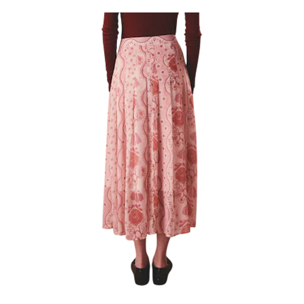 Pink - Back - Cath Kidston Womens-Ladies Pleated Skirt