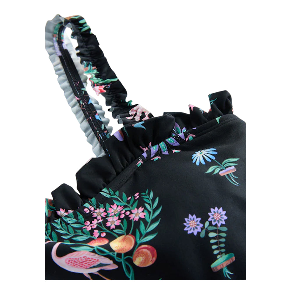 Black - Back - Cath Kidston Womens-Ladies Island Print Frill Trim One Piece Swimsuit