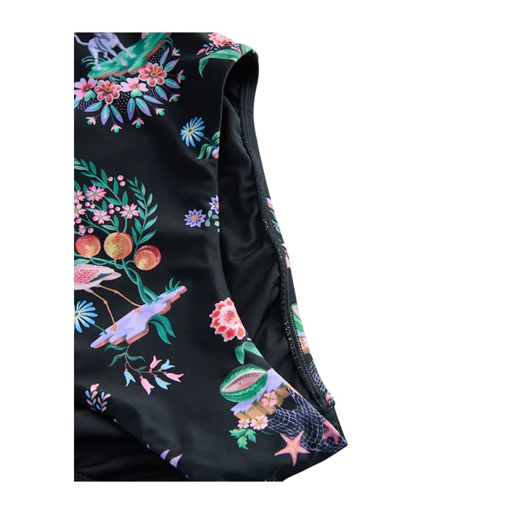 Black - Side - Cath Kidston Womens-Ladies Island Print Frill Trim One Piece Swimsuit