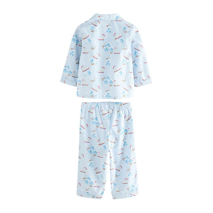 Blue - Back - Cath Kidston Childrens-Kids Boat Button Long Pyjama Set