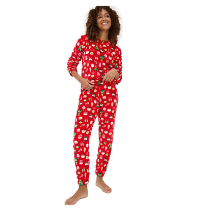 Red - Back - Cath Kidston Girls Fleece Long Pyjama Set