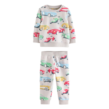Red - Front - Cath Kidston Boys Cars Fleece Long Pyjama Set