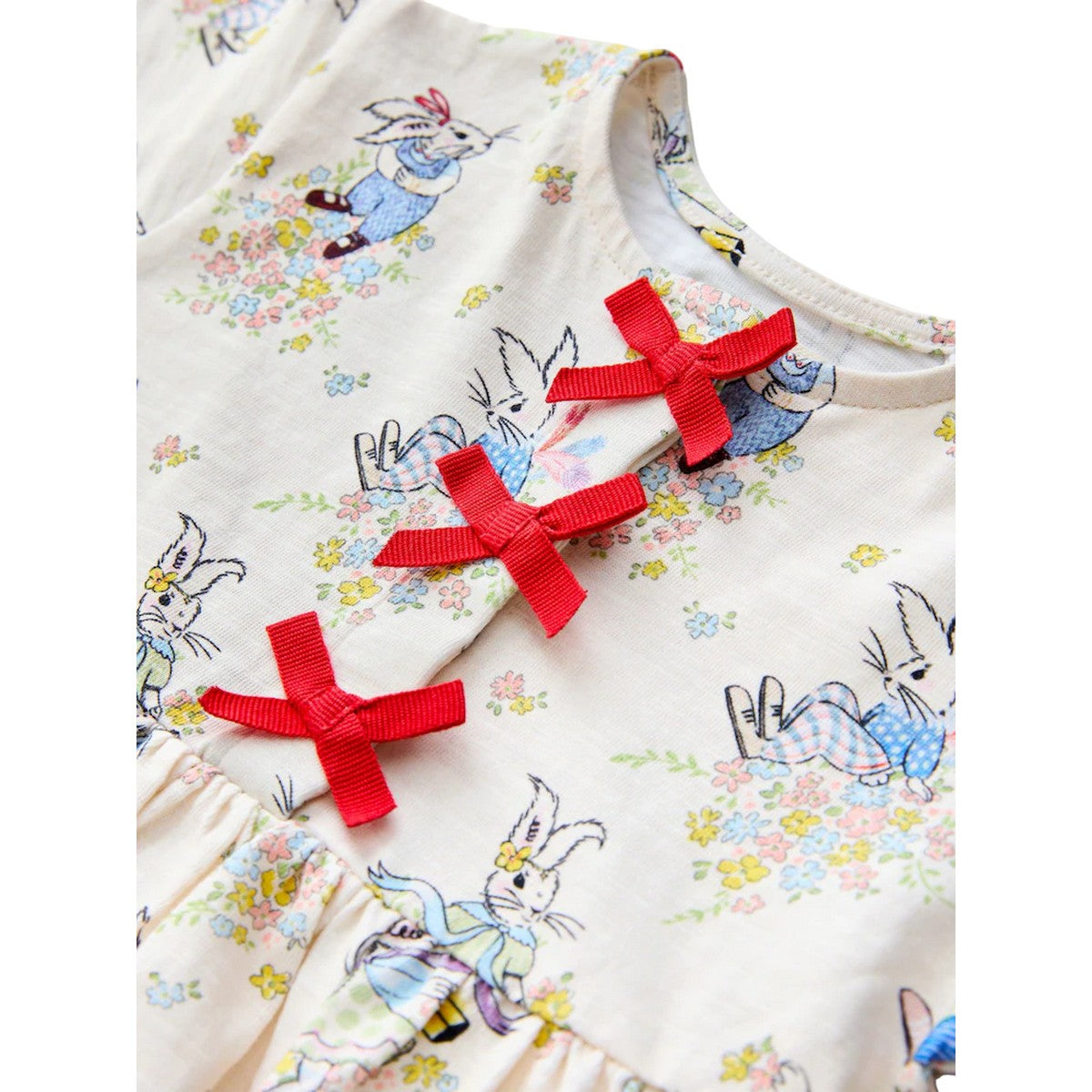 Cream - Side - Cath Kidston Girls Bunny Bow Casual Dress