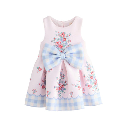 Pink - Front - Cath Kidston Girls Bow Scuba Dress