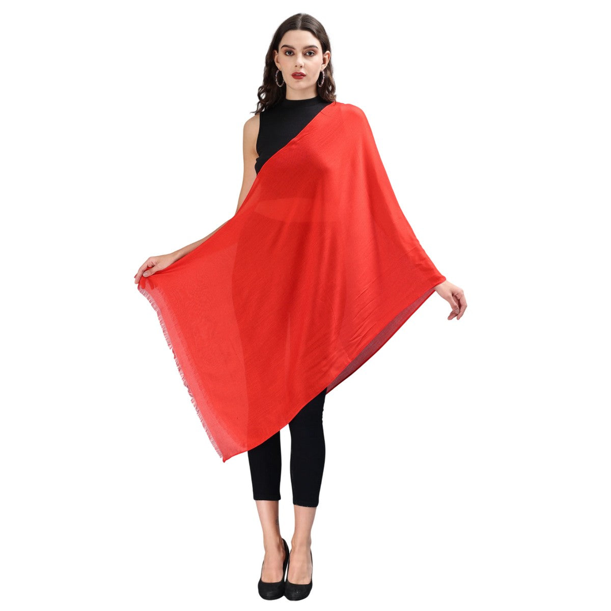 Red - Side - Cath Kidston Plain Viscose Lightweight Scarf