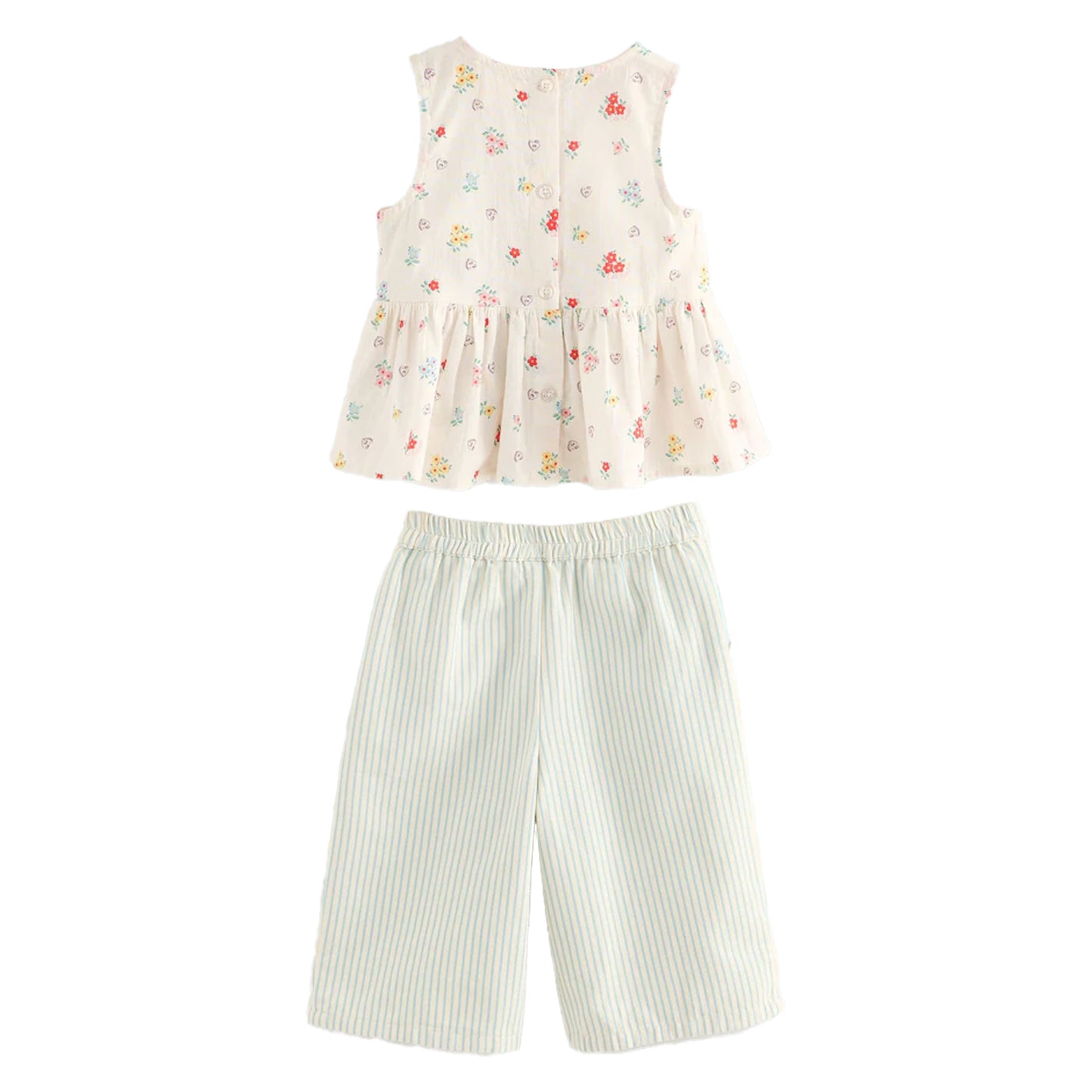 Cream - Back - Cath Kidston Girls Flowers Top & Bottom Set