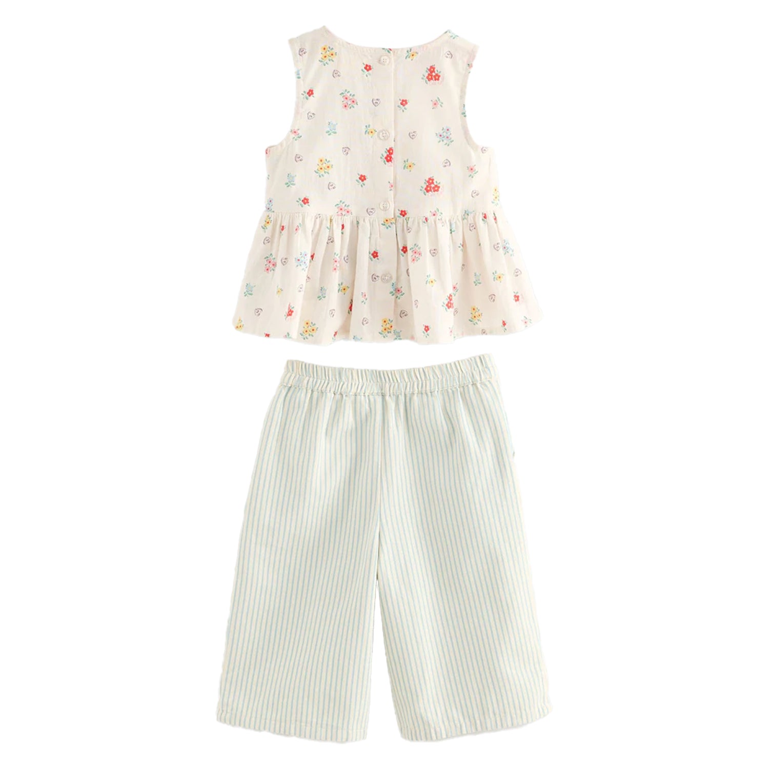 Cream - Back - Cath Kidston Girls Flowers Top & Bottom Set