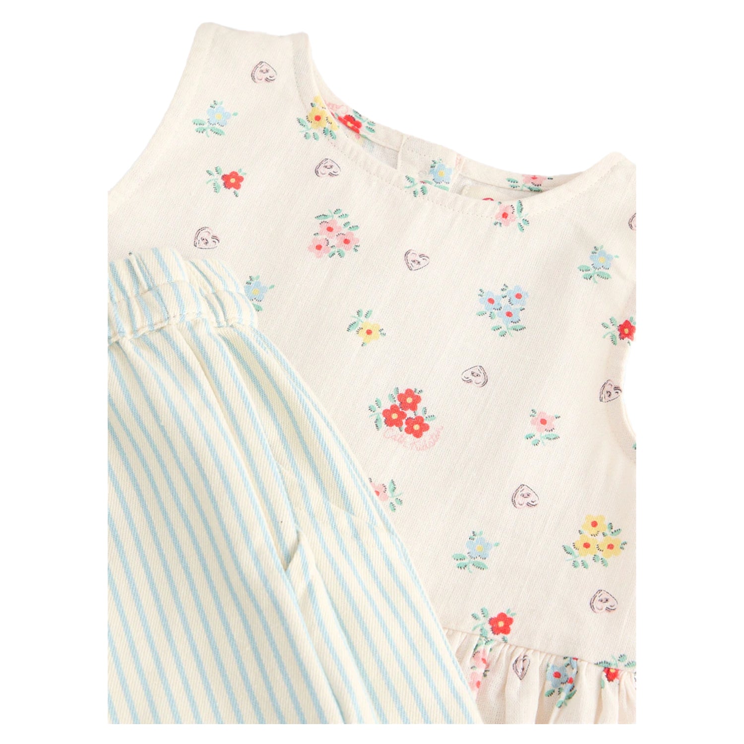 Cream - Side - Cath Kidston Girls Flowers Top & Bottom Set