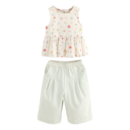 Cream - Front - Cath Kidston Girls Flowers Top & Bottom Set