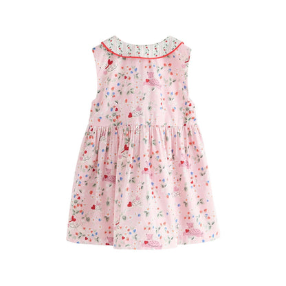 Pink - Back - Cath Kidston Girls Hearts & Flowers Collared Dress