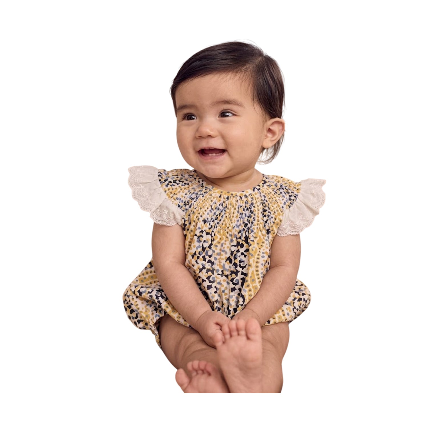 Yellow - Side - Cath Kidston Baby Girls Broderie Babygrow