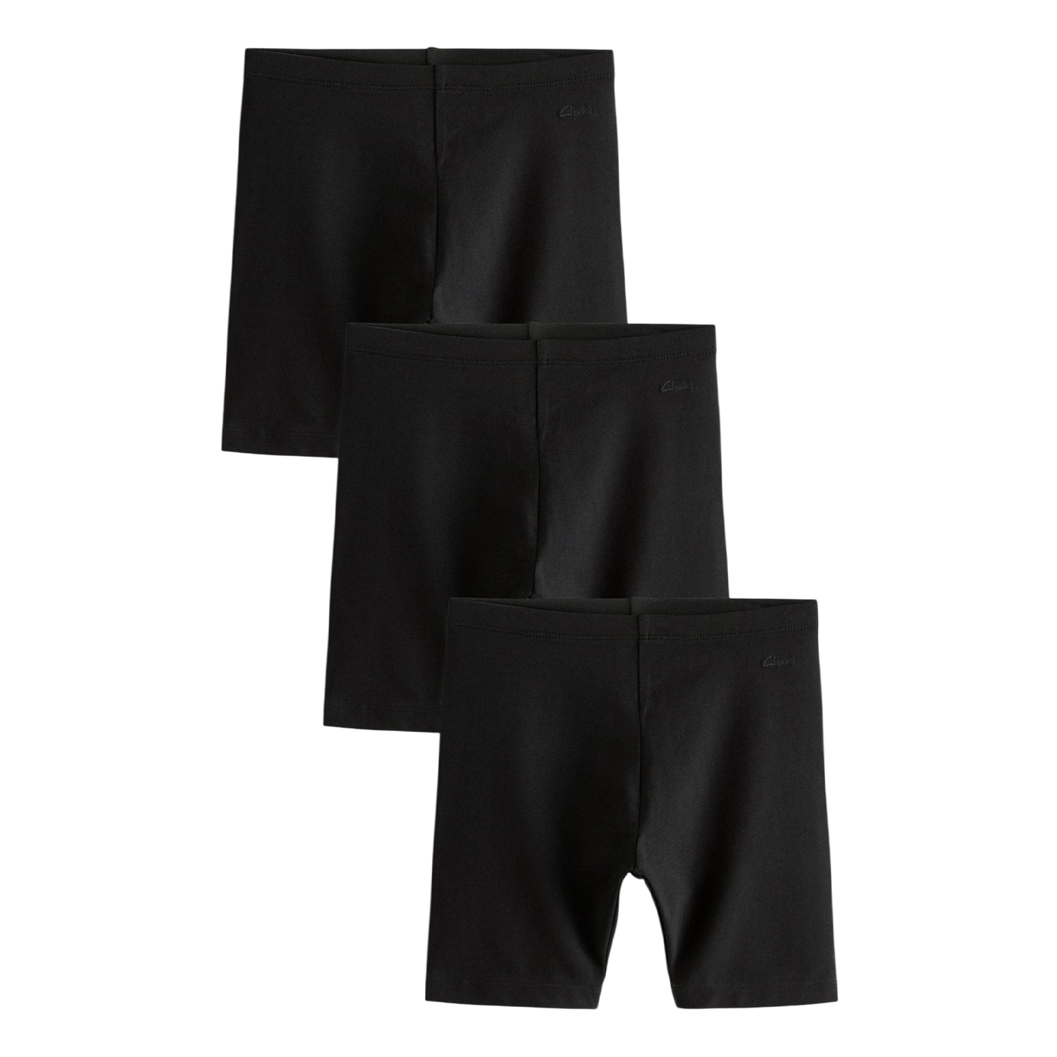 Black - Front - Clarks Girls Jersey Cycling Shorts (Pack of 3)
