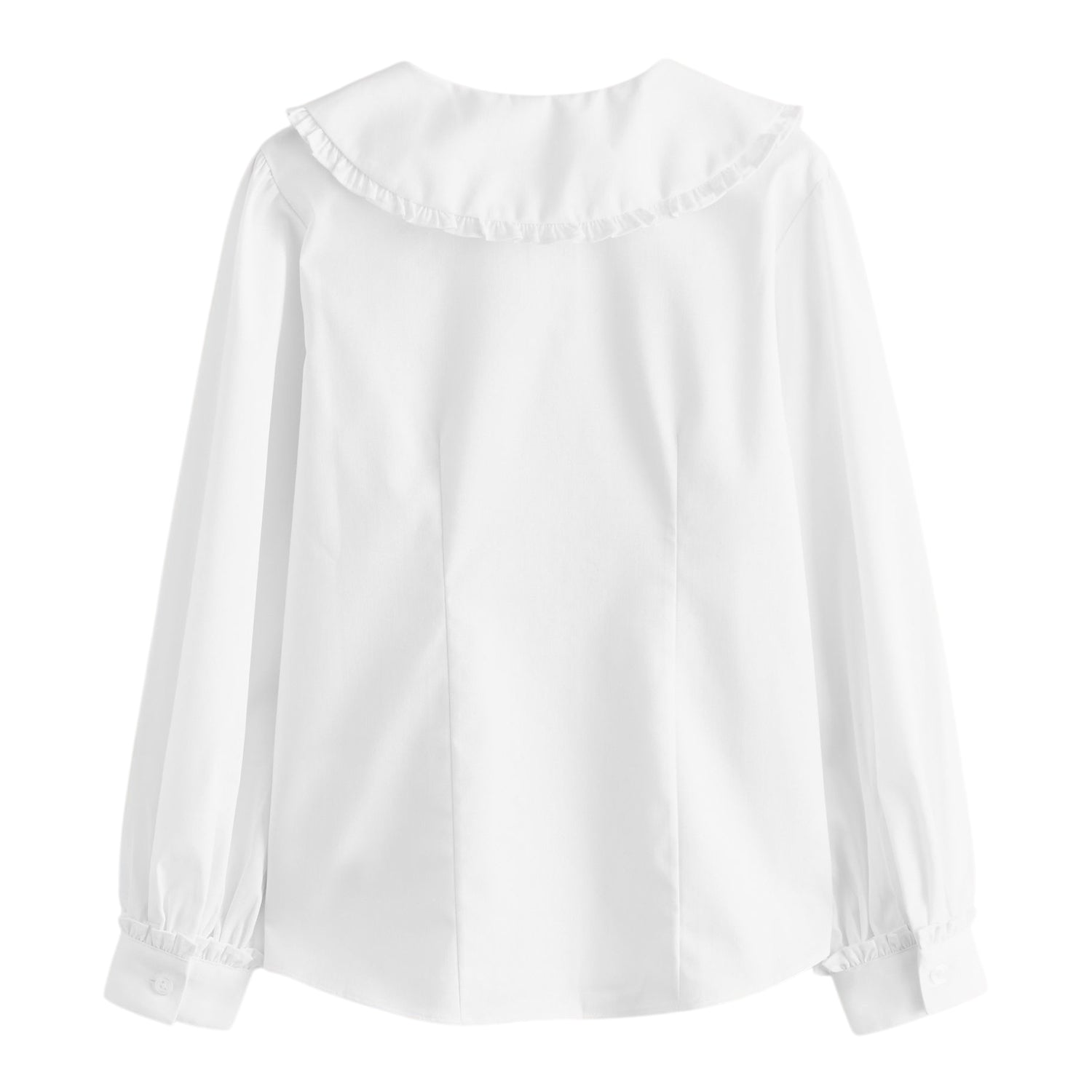 White - Lifestyle - Clarks Girls Frill Collar Long-Sleeved Shirt (Pack of 2)
