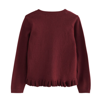 Burgundy - Back - Clarks Girls Bow Knitted School Cardigan (Pack of 2)