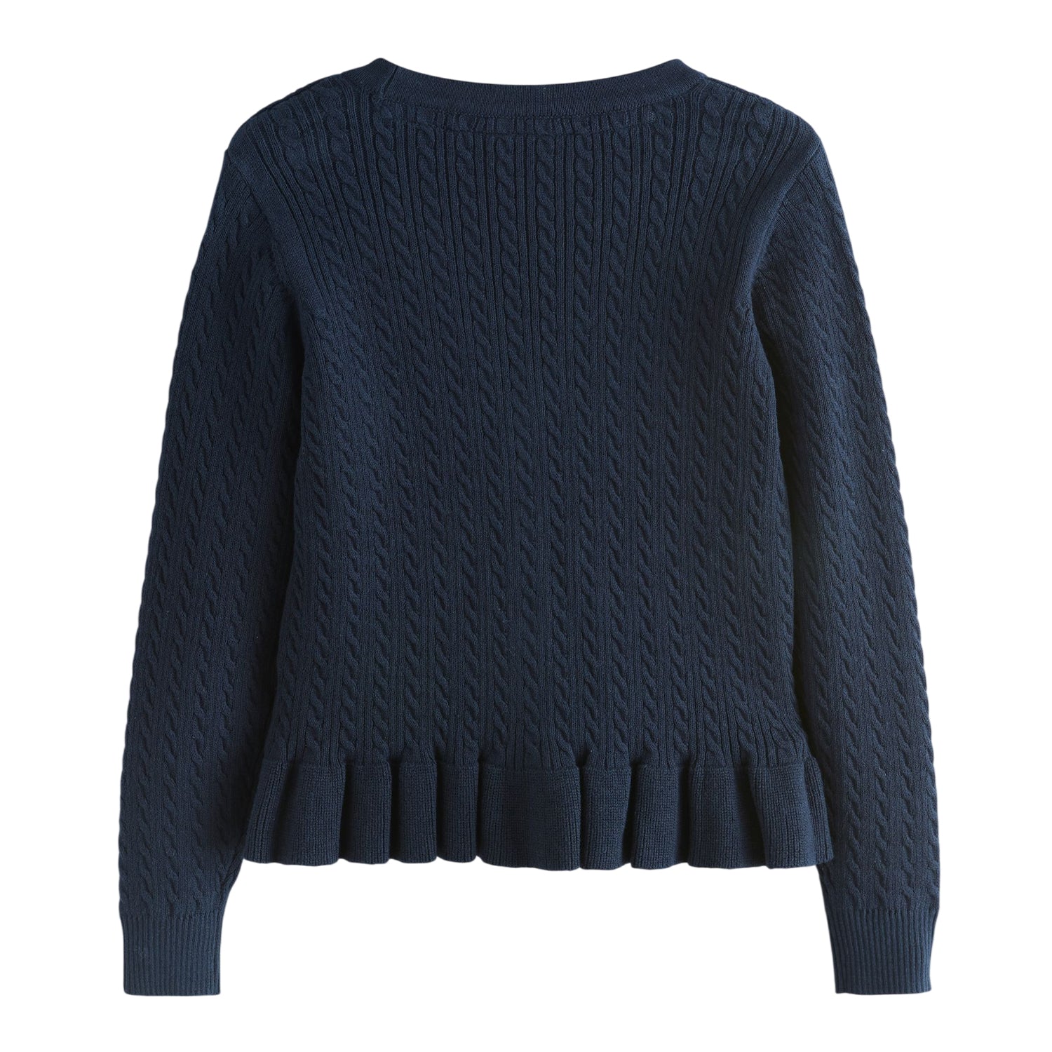 Royal Blue - Back - Clarks Girls Cable Knit Frill School Cardigan (Pack of 2)