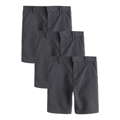 Grey - Front - Clarks Boys Plain Regular School Shorts (Pack of 3)