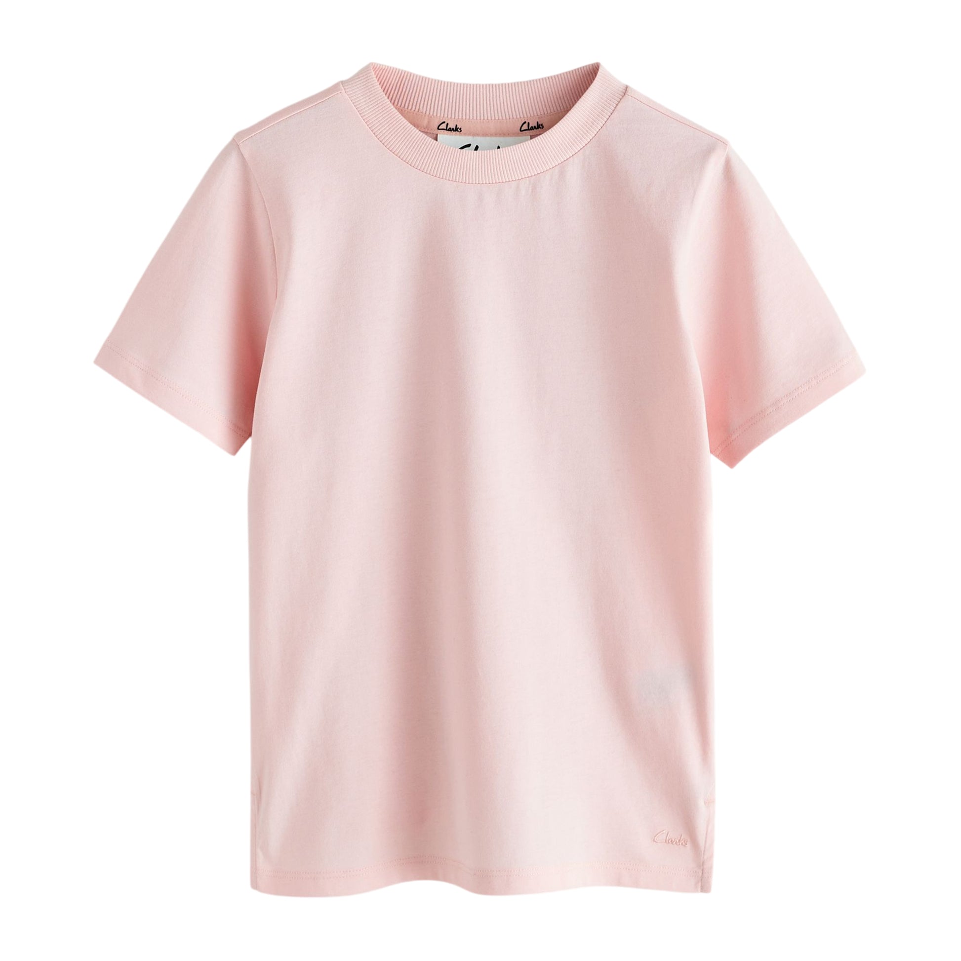 Pink - Side - Clarks Girls Plain Relaxed Fit T-Shirt (Pack of 2)