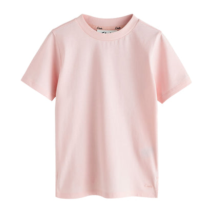 Pink - Side - Clarks Girls Plain Relaxed Fit T-Shirt (Pack of 2)