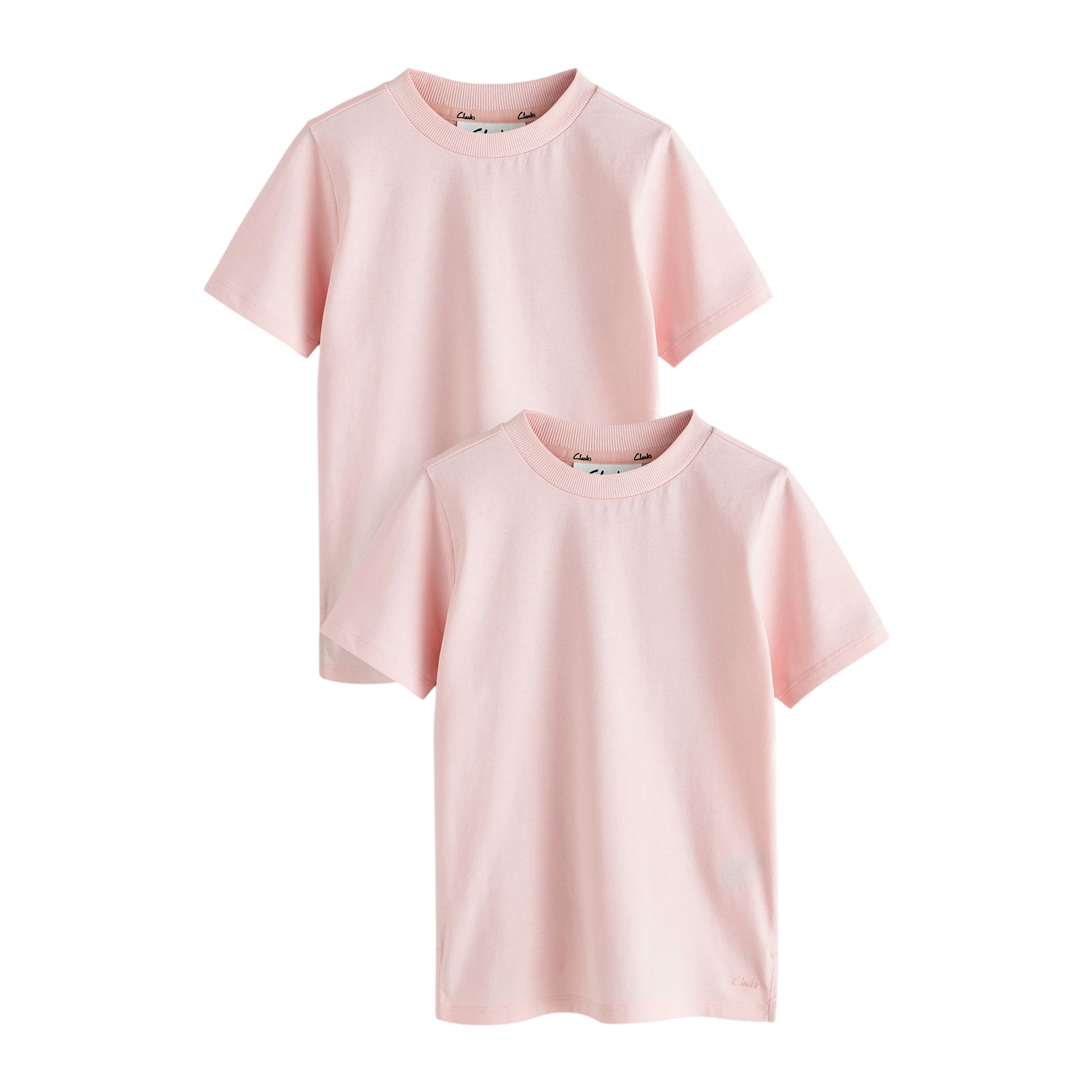 Pink - Front - Clarks Girls Plain Relaxed Fit T-Shirt (Pack of 2)