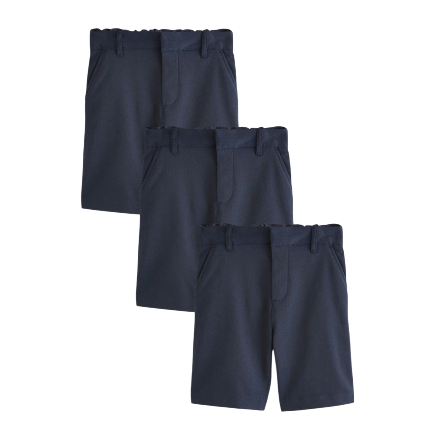 Navy - Front - Clarks Boys Regular School Shorts (Pack of 3)
