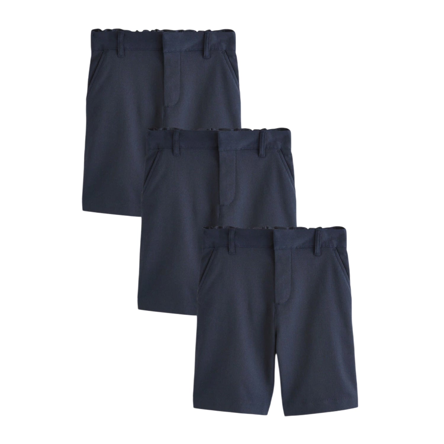 Navy - Front - Clarks Boys Regular School Shorts (Pack of 3)