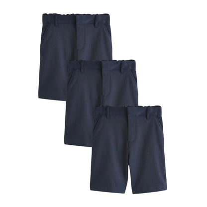 Navy - Front - Clarks Boys Regular School Shorts (Pack of 3)