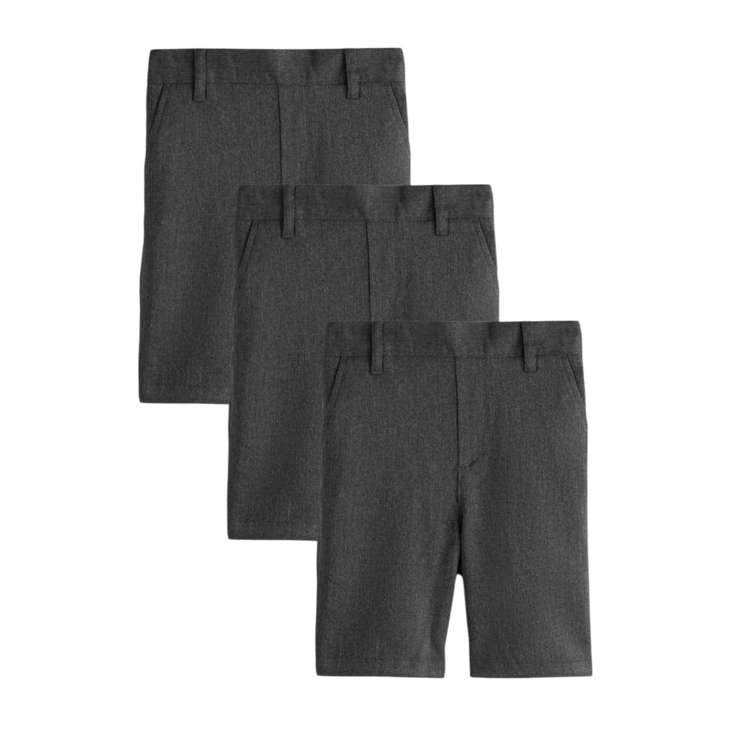 Grey - Front - Clarks Boys Pull-On Regular School Shorts (Pack of 3)