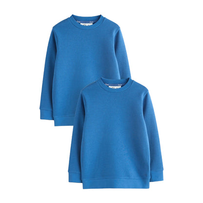 Blue - Front - Clarks Boys Plain Crew Neck School Sweat Top (Pack of 2)