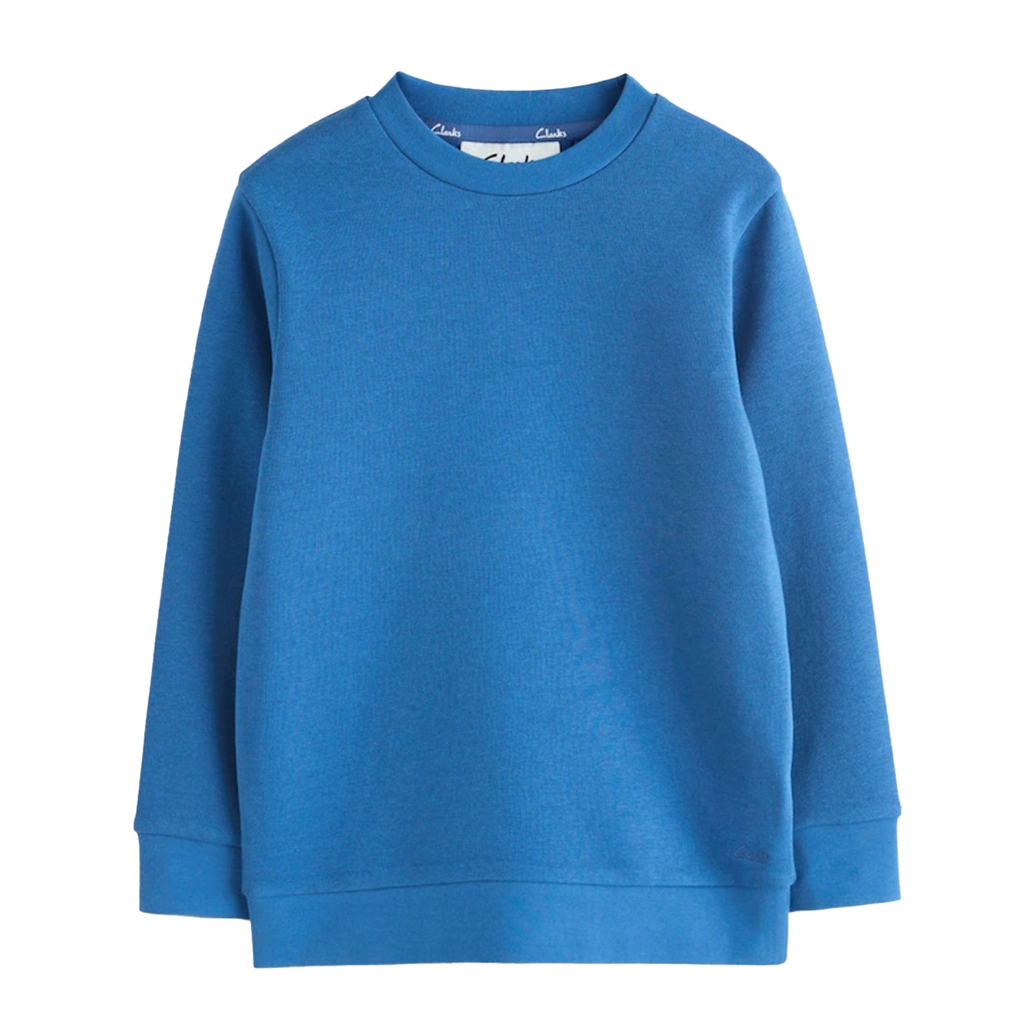 Blue - Side - Clarks Boys Plain Crew Neck School Sweat Top (Pack of 2)