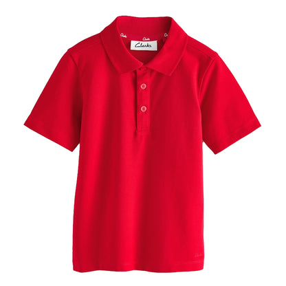 Red - Side - Clarks Boys Short-Sleeved Polo Shirt (Pack of 3)