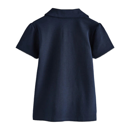 Navy - Back - Clarks Girls Short-Sleeved Polo Shirt (Pack of 3)