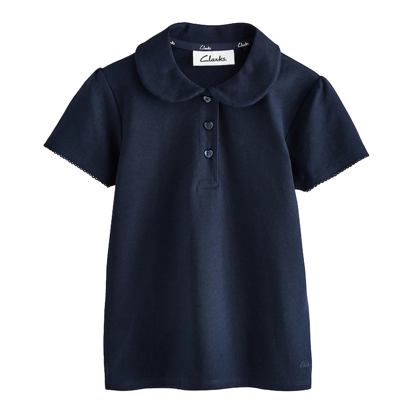 Navy - Side - Clarks Girls Short-Sleeved Polo Shirt (Pack of 3)
